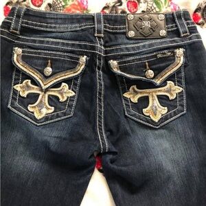Miss Me Women's Blue Jeans with Embellished Pockets